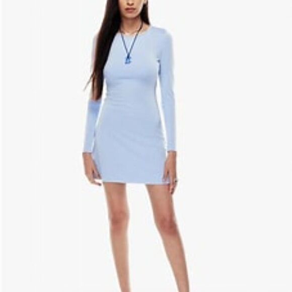 Aritzia Wilfred Stardust Blackless Body Con Dress Size Large Short Tie Back - Picture 1 of 14